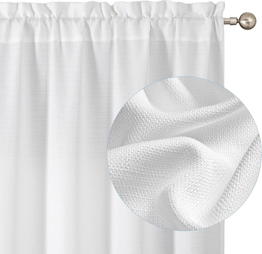 Chyhomenyc White Curtains 84 Inch Length 2 Panels 40Wx84L inches