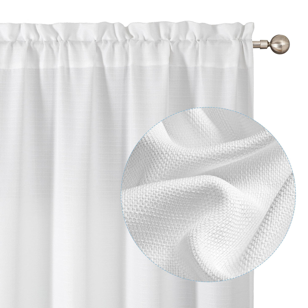 Chyhomenyc White Curtains 84 Inch Length 2 Panels 40Wx84L inches
