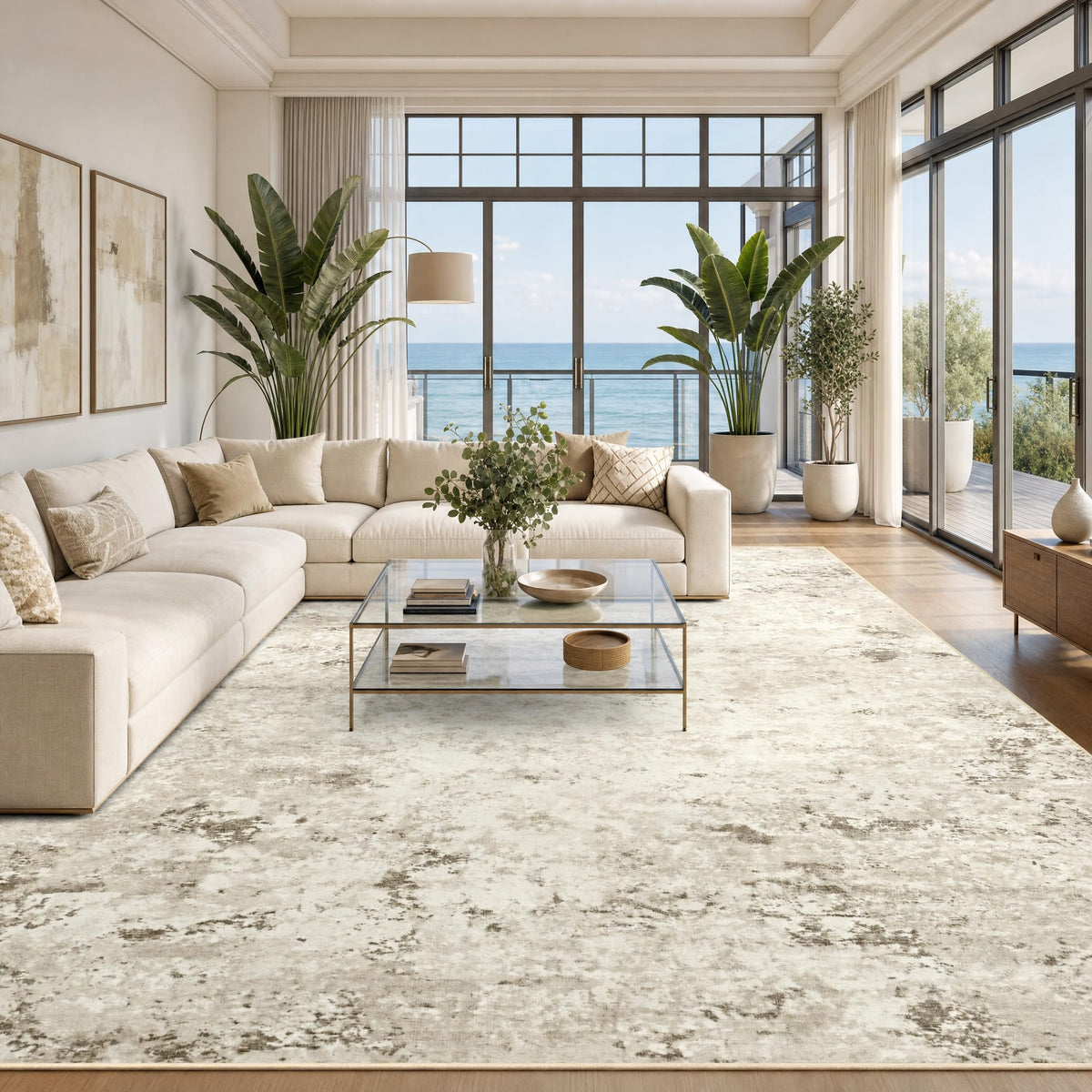 Toneed 4x6 Feet Washable Area Rugs for Bedroom Living Room, 48"x72" Grey