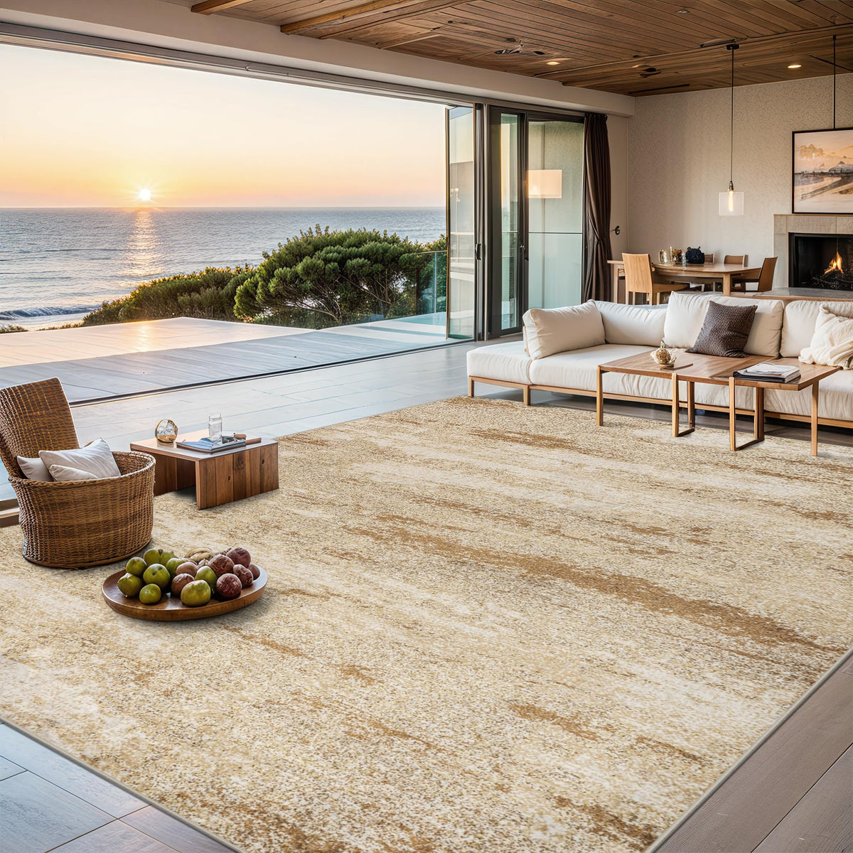 PLHXFR 8x10 Area Rug Living Room: Modern Abstract Washable Carpet Grey