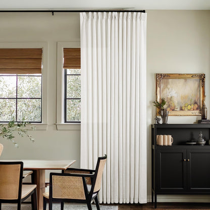 TWODRAPES Natural Pinch Pleated Linen Semi Sheer 84 Inch Curtains 2 Panels