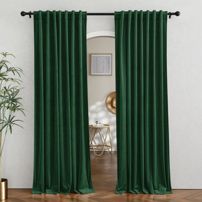 RYB HOME Blue Velvet Blackout Curtains for 84 inches Bedroom Living Room