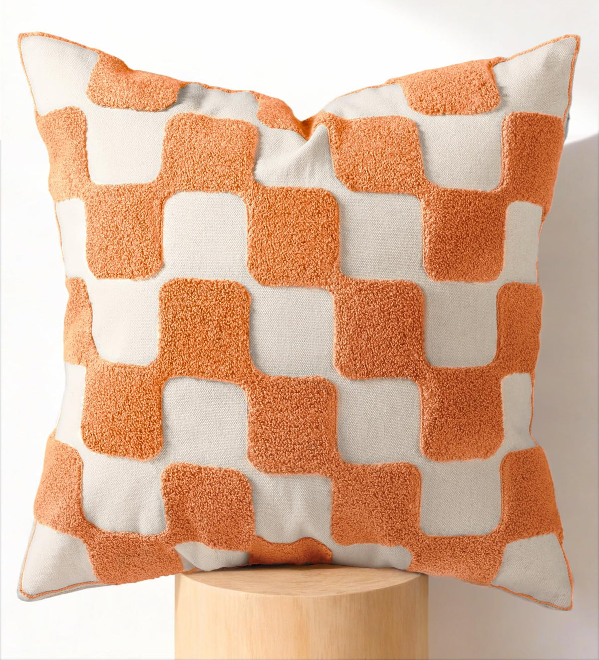 Fall Embroidered Throw Pillow Cover 18x18 Inch, Brown Striped