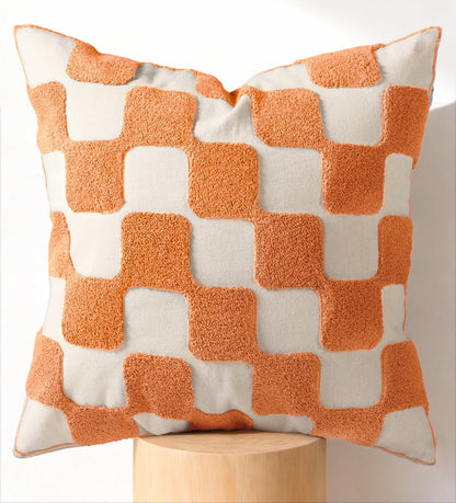 Fall Embroidered Throw Pillow Cover 18x18 Inch, Brown Striped