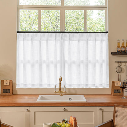 TWODRAPES Natural Pinch Pleated Linen Semi Sheer 84 Inch Curtains 2 Panels