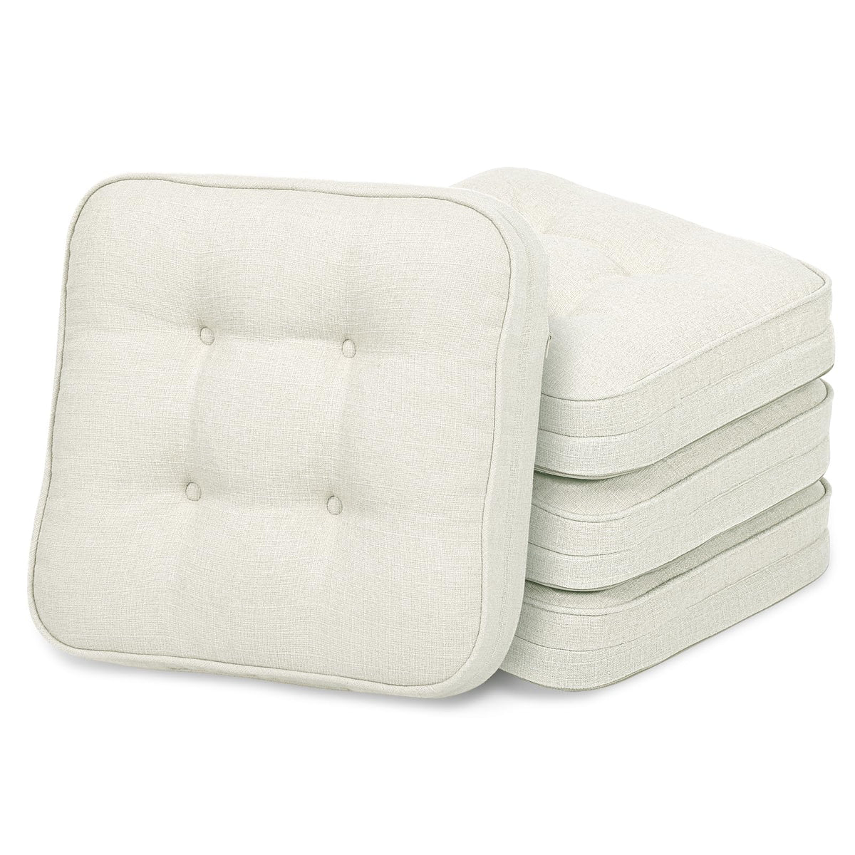 GOFORIT Chair Cushions,Tufted Shredded Memory Foam Chair Pads, Non-Slip Seat Cushions with Removable Cover, 16'' x 16'', Beige