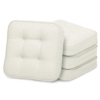 GOFORIT Chair Cushions,Tufted Shredded Memory Foam Chair Pads, Non-Slip Seat Cushions with Removable Cover, 16'' x 16'', Beige
