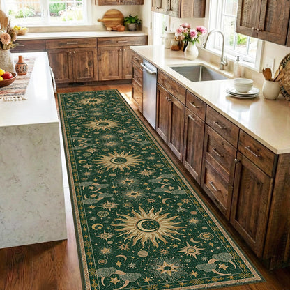 Vacuum-Friendly, 5x7 Washable Area Rug, Black Gold Beige Red
