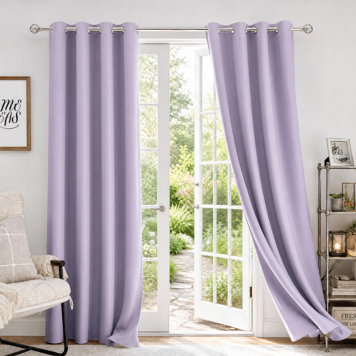 HOMEIDEAS Blackout Curtains for Bedroom 52 X 84 Inch Long 2 Panels Set Light Grey/Gray Room Darkening Curtains/Drapes, Soundproof Thermal Grommet Window Curtains for Living Room