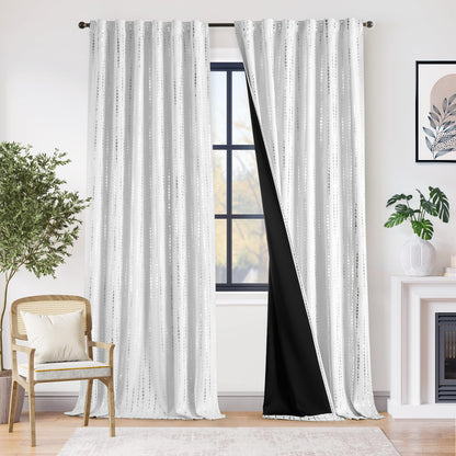 jinchan Boho Blackout Curtains 63 Inch Length Moon Phase Printed Drapes