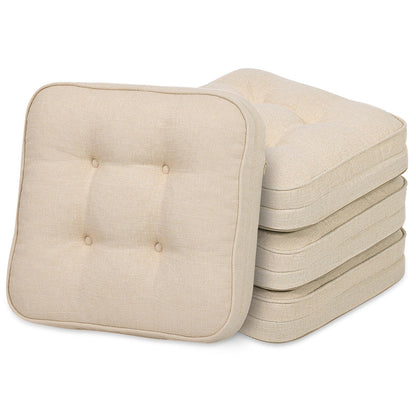 GOFORIT Chair Cushions,Tufted Shredded Memory Foam Chair Pads, Non-Slip Seat Cushions with Removable Cover, 16'' x 16'', Beige