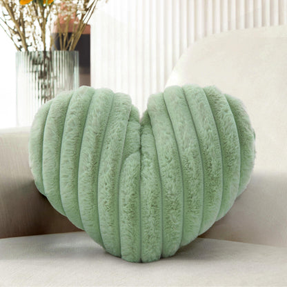 16 Inch White Heart Pillow Cute Fluffy Decorative Throw Pillows for Bed