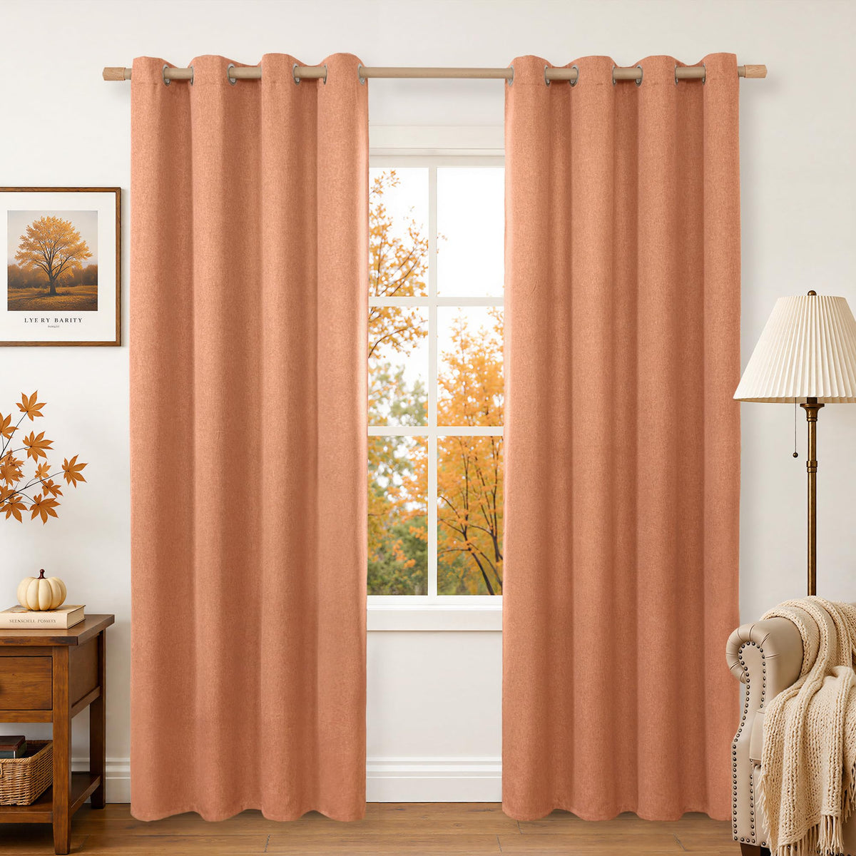 BGment Oatmeal Linen Curtains 84 Inch Length 2 Panels Set for Living Room