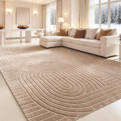 Beige Solid Area Rug 8x10, Washable Rugs for Living Room Bedroom