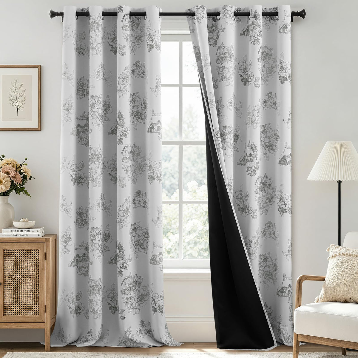 SimpleHome Cream 100% Blackout Curtains Room Darkening Living Room 84 Inch
