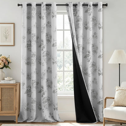 SimpleHome Cream 100% Blackout Curtains Room Darkening Living Room 84 Inch