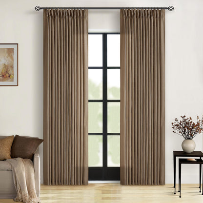 TWODRAPES Natural Pinch Pleated Linen Semi Sheer 84 Inch Curtains 2 Panels