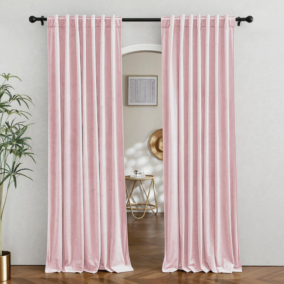 RYB HOME Blue Velvet Blackout Curtains for 84 inches Bedroom Living Room