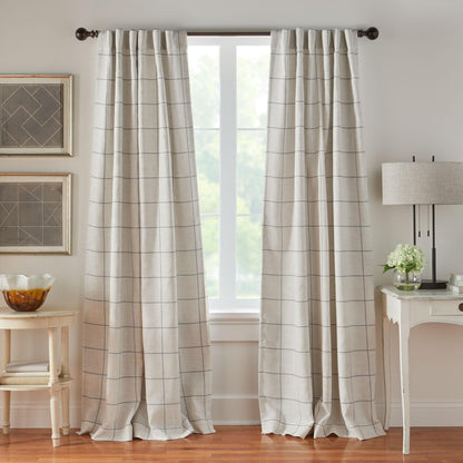 Brighton Windowpane Plaid Blackout Window Curtain Panel, Linen - 52" W x 84" L