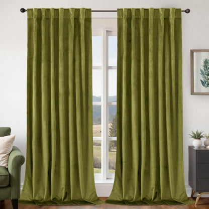 BGment Olive Green Velvet Blackout Curtains 52 x 84 Inch Length, 2 Panels