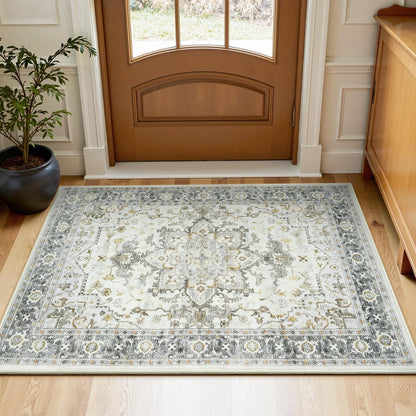 Lofus 5x7 Area Rugs for Living Room Bedroom, Soft Boho Carpet Floral Brown