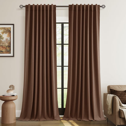 Guken Cream Linen Blackout Curtains 84 Inch Length 2 Panels Set for Living Room Bedroom Back Tab Thermal Insulated 100% Black Out Drapes Room Darkening Window Curtain Ivory Natural Beige