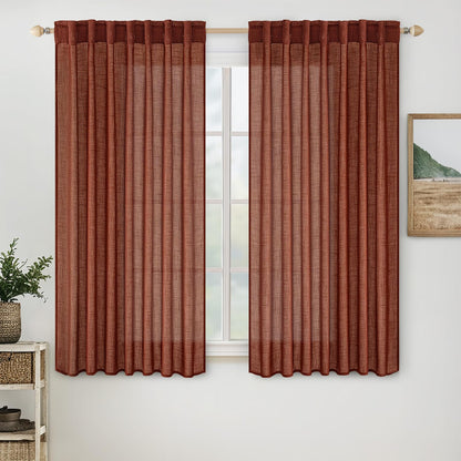 MIULEE Natural White Linen Curtains 52x84 Inch Long for Bedroom Living Room
