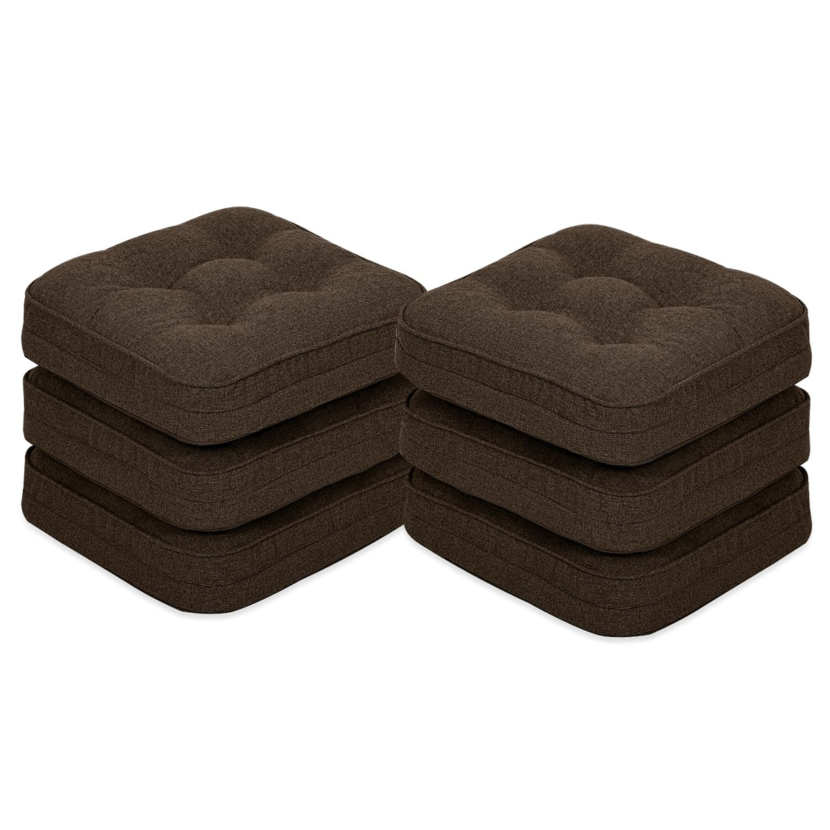 GOFORIT Chair Cushions,Tufted Shredded Memory Foam Chair Pads, Non-Slip Seat Cushions with Removable Cover, 16'' x 16'', Beige