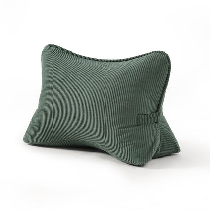 Pat. Pend. Corduroy Ergonomic Lumbar Support Pillow for Sitting Support, Triangle Back Cushion for Sofa, Armchair & Bed, Washable Cover, Avocado Green