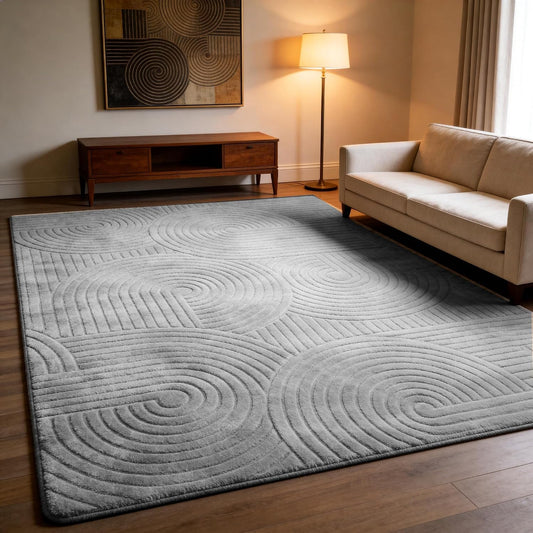 5x7 Grey Solid Color Area Rug, Modern Rugs for Living Room Bedroom