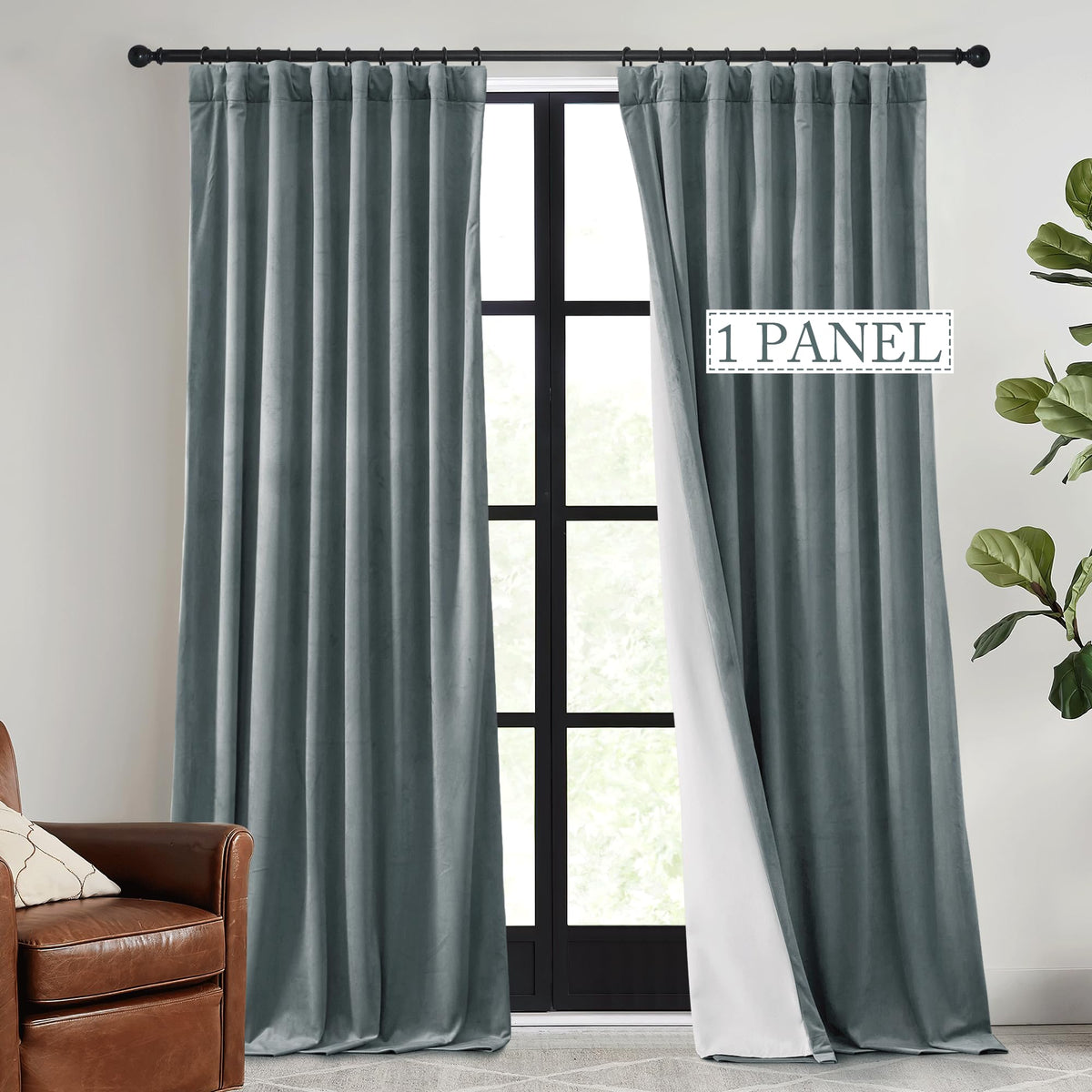 RYB HOME Sage Green Velvet Curtains 84 inches for Bedroom Living Room