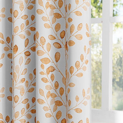 MYSKY HOME Grey Leaf Curtains 63 Inch Length for Bedroom Grommet 2 Panels