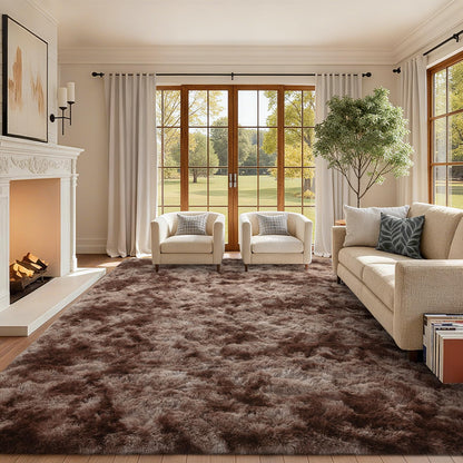 6x9 Ft Large Shag Rugs for Living Room Decor, Tie-Dyed Ultra Soft Fluffy Furry Area Rugs for Bedroom Indoor Floor, Aesthetic Carpet for Kids Home (Dark Grey)