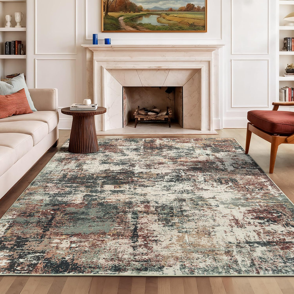 Rugflix 8x10 Area Rug for Living Room, Washable Navy Blue Dark Black Carpet