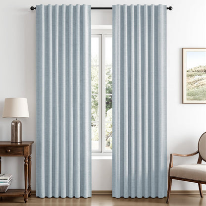 MIULEE 100% Blackout Linen Curtains for Bedroom 42 x 84 Inch Ivory 2 Panels