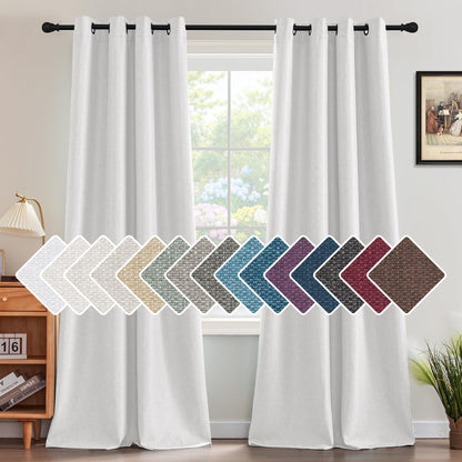 H.VERSAILTEX Linen Blackout Curtain 84 Inches Long for Bedroom/Living Room Thermal Insulated Grommet Linen Look Curtain Drapes Primitive Textured Burlap Effect Window Drapes 1 Panel - Heather Ivory