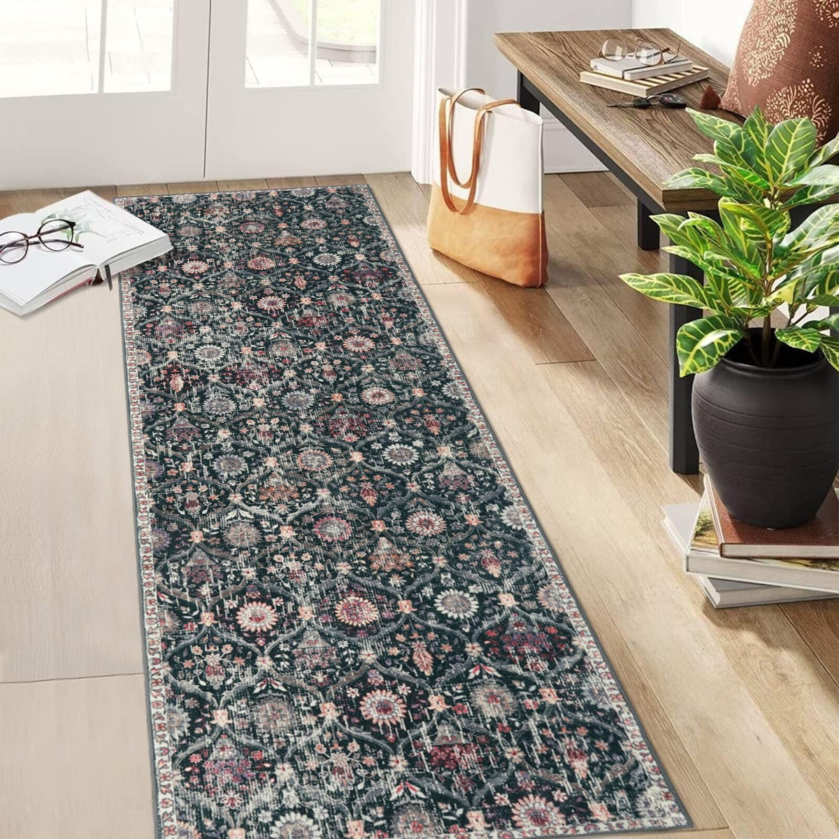 Lahome Moroccan Kitchen Rugs Non Slip Washable, 2x4 Rugs for Entryway