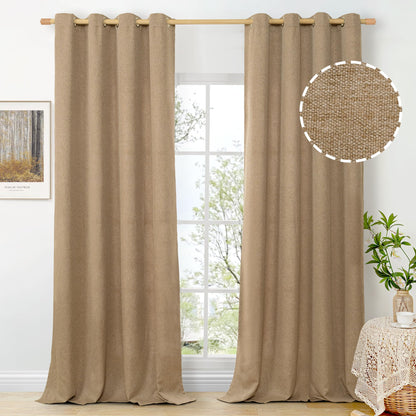 BGment Oatmeal Linen Curtains 84 Inch Length 2 Panels Set for Living Room