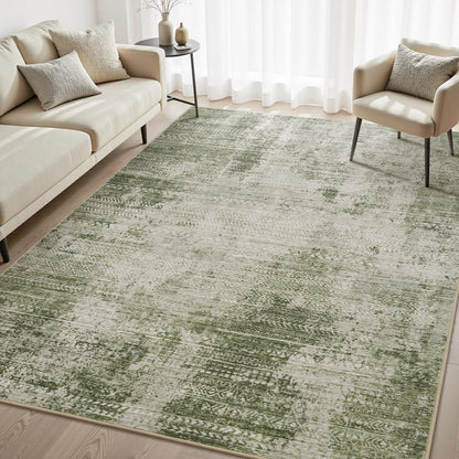 5x7 Area Rugs for Living Room Machine Washable Rug Distressed Indoor Carpet Neutral Moroccan Boho Rug Ultra Soft Area Rug for Bedroom Dining Room Playroom Office, Grey