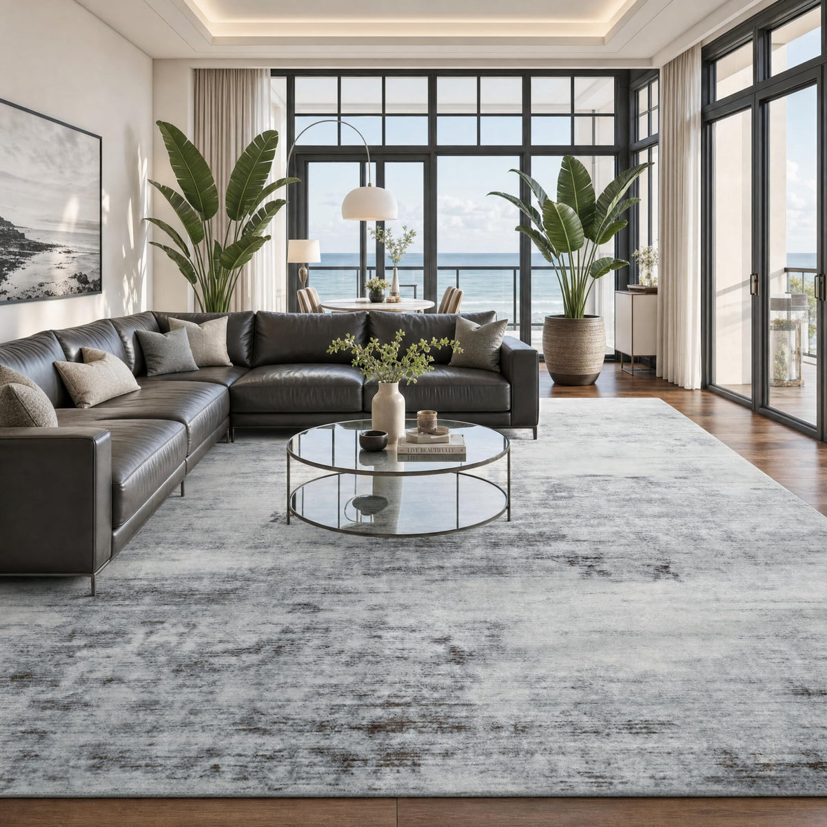 Toneed 4x6 Feet Washable Area Rugs for Bedroom Living Room, 48"x72" Grey
