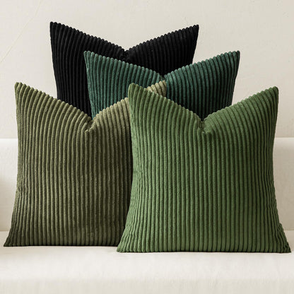 MIULEE Soft Corduroy Decorative Throw Pillow Covers Forest Green 18x18