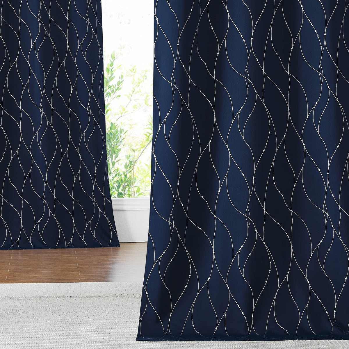 NICETOWN Grey Blackout Striped Pattern Curtains for Living Room, 52 x 84