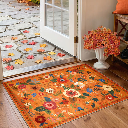 RELEANY Floral Washable 5x7 Area Rugs Pink