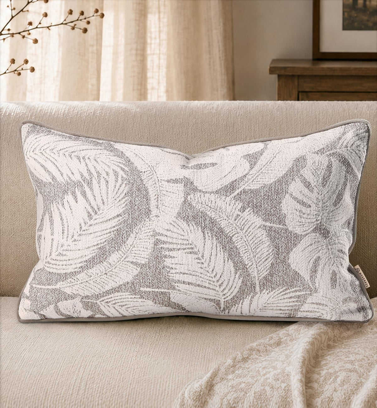 Chenille Throw Pillow Cover, 18x18 Inch, Fall Floral