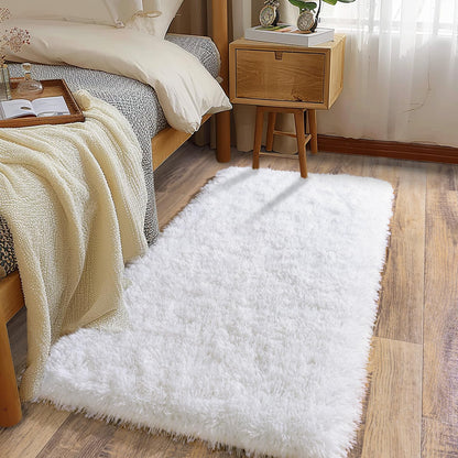 Ultra Soft Runner Rugs for Bedroom Hallways with Upgraded Non-Slip Rubber Backing & Thick Memory Sponge, 2x6 Feet Fluffy Shag Throw Area Rug for Bedside Dorm Dark Grey