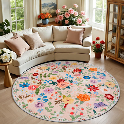 PLHXFR 8x10 Area Rug Living Room: Floral Washable Boho Carpet Dark Green