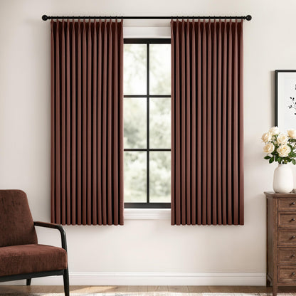 MIULEE Natural Pinch Pleated 100% Blackout Linen Curtains 40x84 Inches