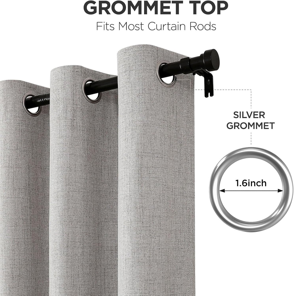 Joydeco Blackout Curtains 84 Inch Long, Linen Black Out Curtains for Bedroom 2 Panels with Grommet, Thermal Insulated, Noise Reducing Room Darkening Drapes Privacy Protection for Living Room Window