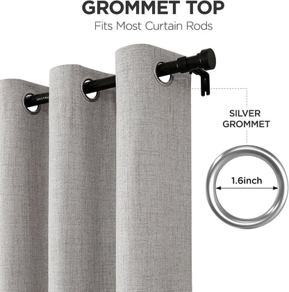 Joydeco Blackout Curtains 84 Inch Long, Linen Black Out Curtains for Bedroom 2 Panels with Grommet, Thermal Insulated, Noise Reducing Room Darkening Drapes Privacy Protection for Living Room Window