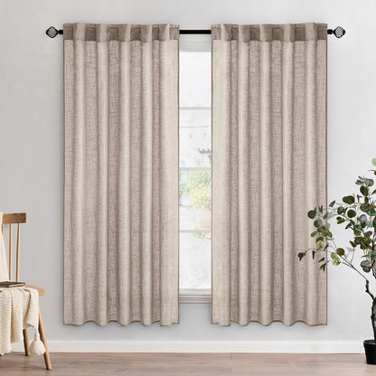 MIULEE Natural White Linen Curtains 52x84 Inch Long for Bedroom Living Room